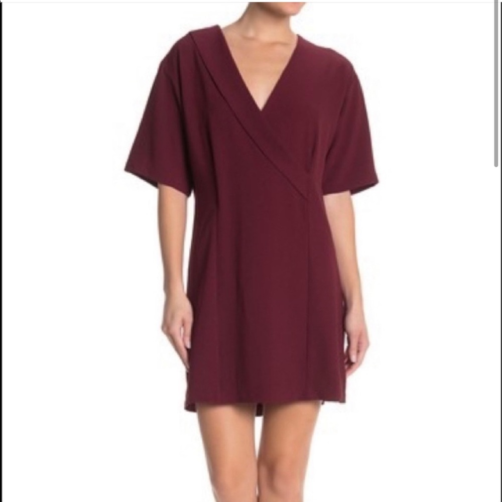NWOT Bobeau Faux Wrap Windsor Wine Surplice Dress